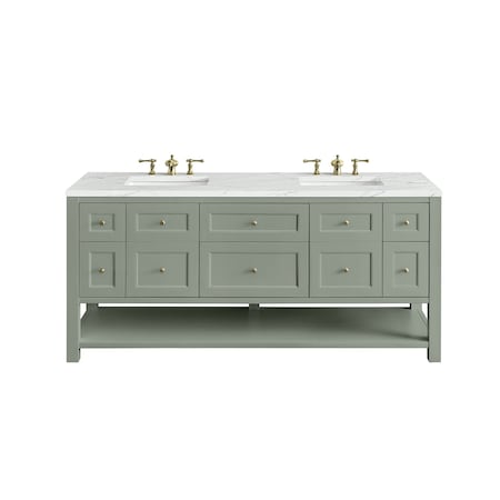 James Martin Vanities Breckenridge 72in Double Vanity, Smokey Celadon w/ 3 CM Ethereal Noctis Top 330-V72-SC-3ENC